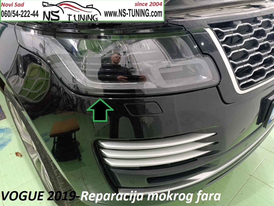 range rover vogue 2019 2020 2021 mokar far slomljen staklo zamena reparacija servis novi sad ns tuning